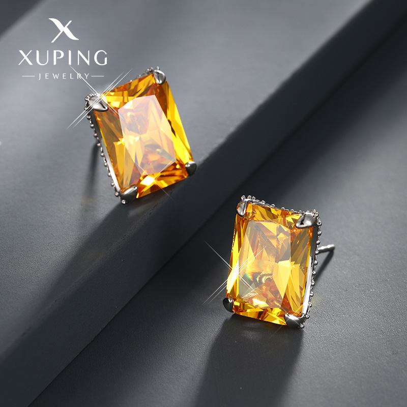 Xuking joyería imitación color tesoro serie nicho luz pendientes de lujo simple cuadrado retro de alto grado pendientes de temperamento al por mayor