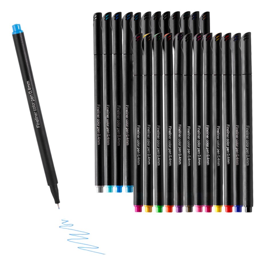 Amazon nuevo color de línea fina de 24 colores a base de agua gancho pluma pintura traje aguja pluma mano cuenta en stock papelería