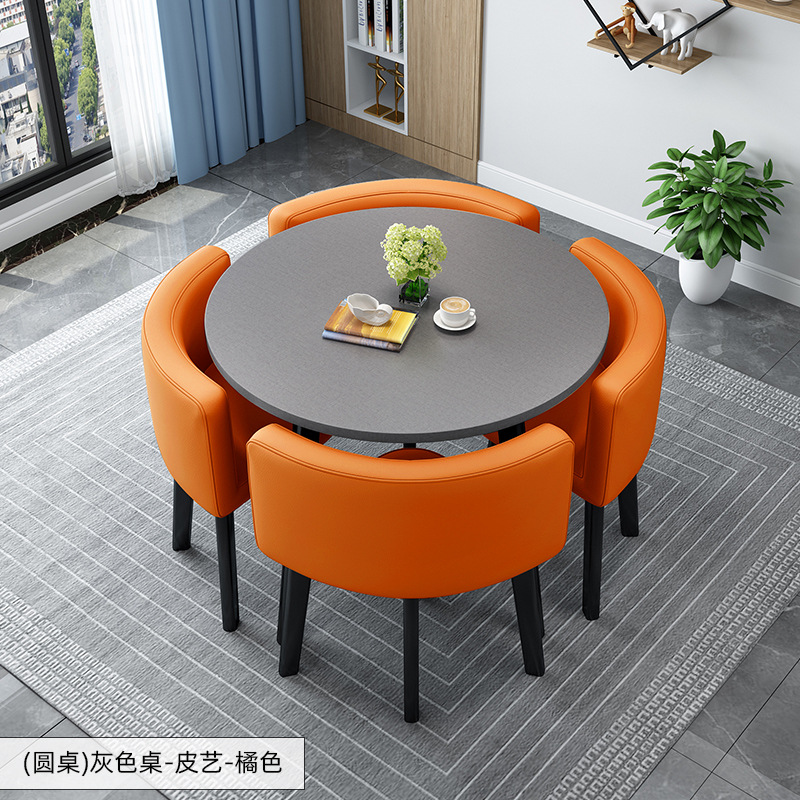 Simple Recepción y negociación pequeña mesa redonda mesa de recepción negociación reunión mesa de invitados y silla traje Oficina área de descanso mesa y silla combinación