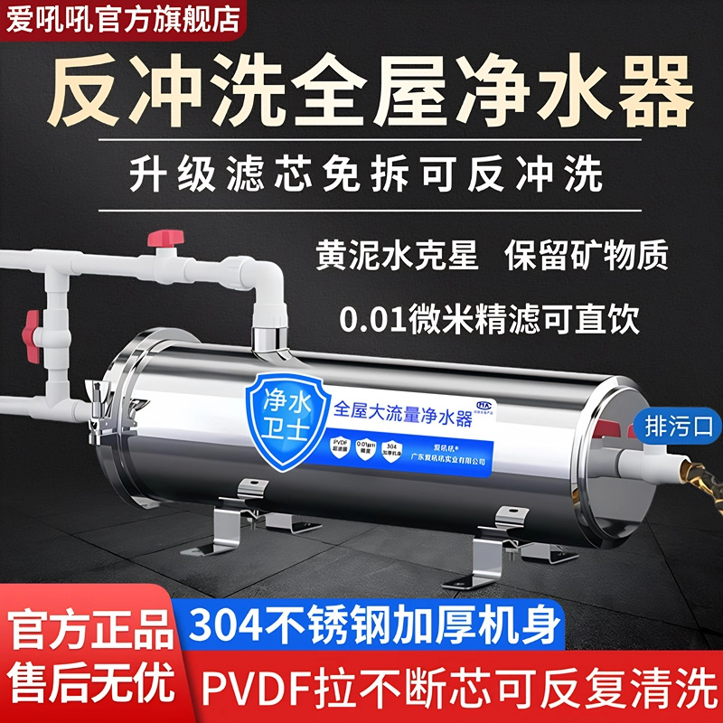 Backwash Whole House Water Purifier Large Flow Household Ultrafiltration Rural Tap Well Water Underground Water Yellow Mud Water Filter