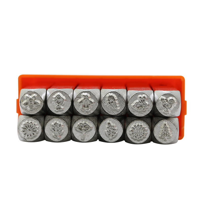 12 UNID patrón sello de acero joyería anillo de cuero hecho a mano herramienta DLY sello de acero Procesamiento de cuero Punch