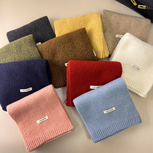 纯色羊毛混纺围巾女秋冬季2025新款韩版毛线针织保暖百搭学生围脖