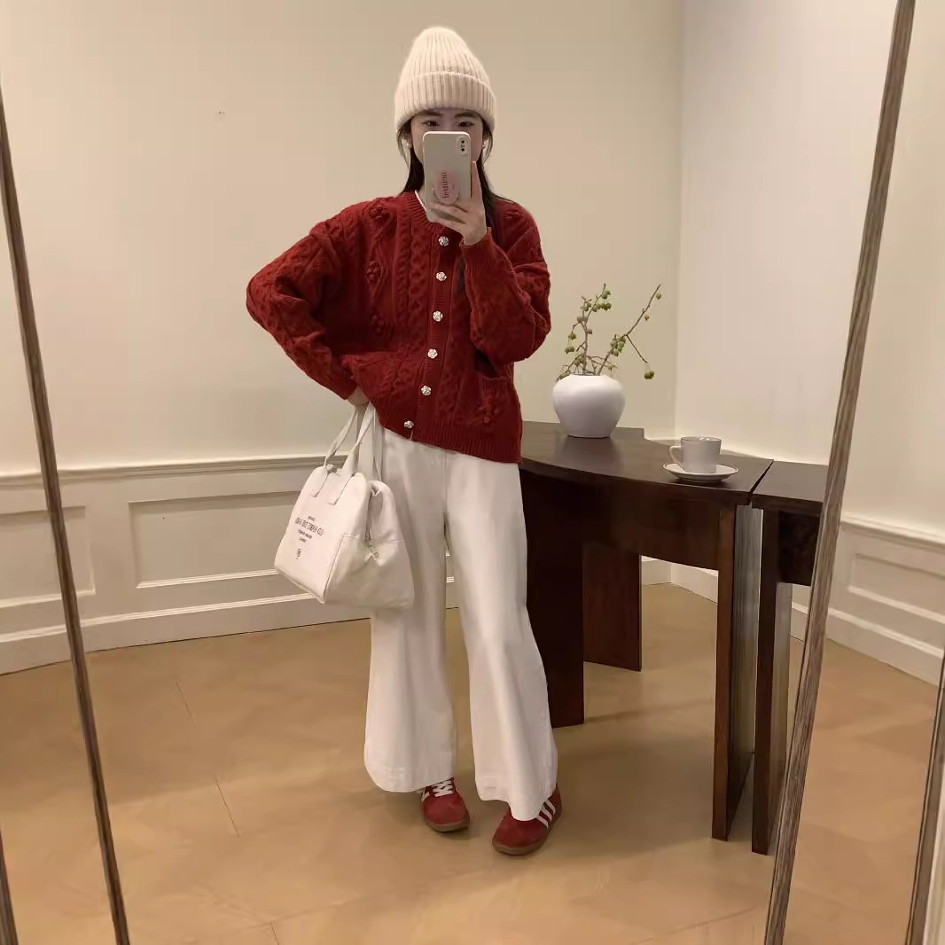 24 Dongpuyuan coreano de alta calidad industria pesada tibetana jersey cardigan de punto chaqueta de otoño y invierno