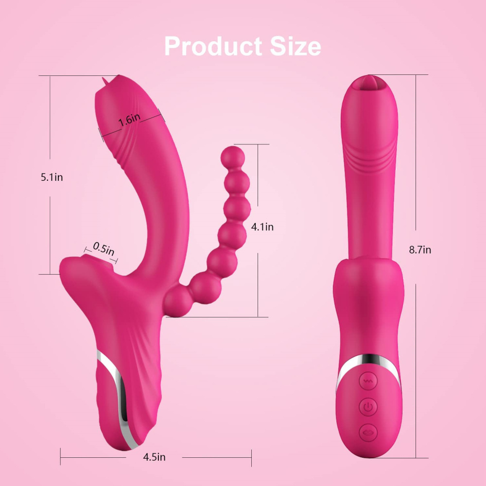 跨境新款双头震动棒女用情趣用品阴蒂吸舔自慰器按摩强震成人用品
