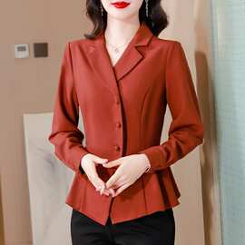 欧货设计感西装领衬衫外套女士春秋收腰气质显瘦洋气妈妈裙摆上衣