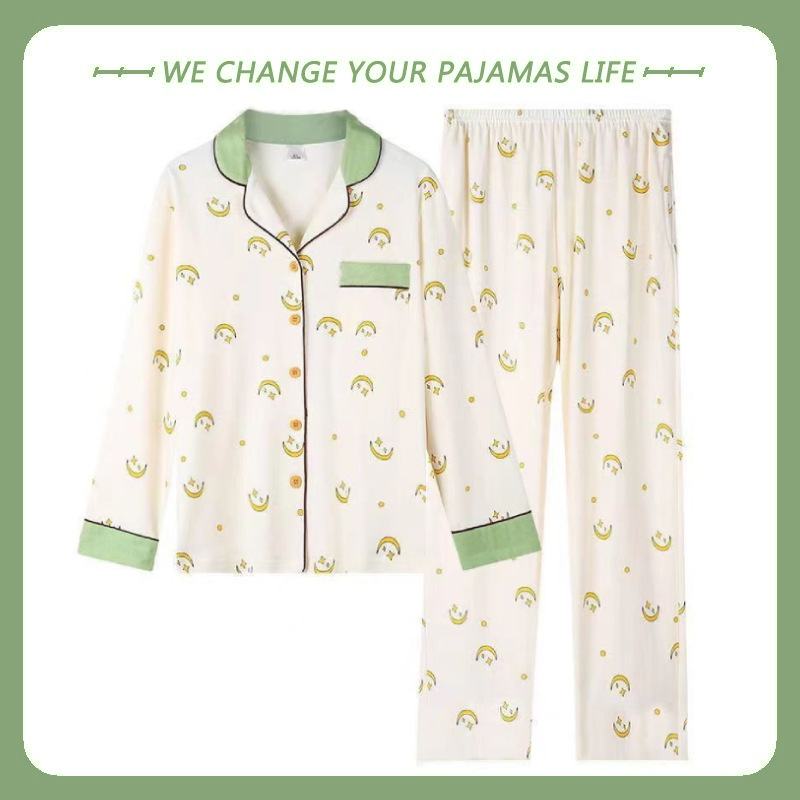 Mamá Pijamas Mujer primavera y otoño 100% algodón más tamaño pantalones de manga larga de mediana edad y ancianos otoño traje de desgaste para el hogar al aire libre