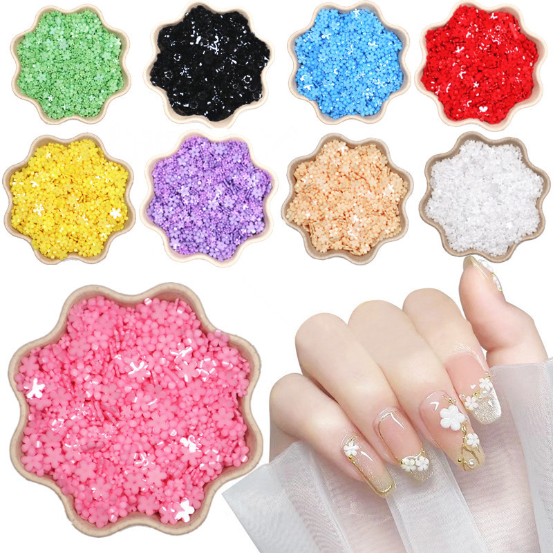 Net red nail art five-petal flower color resin flower three-dimensional small flowers 3mm6mm mini nail stickers jewelry wholesale