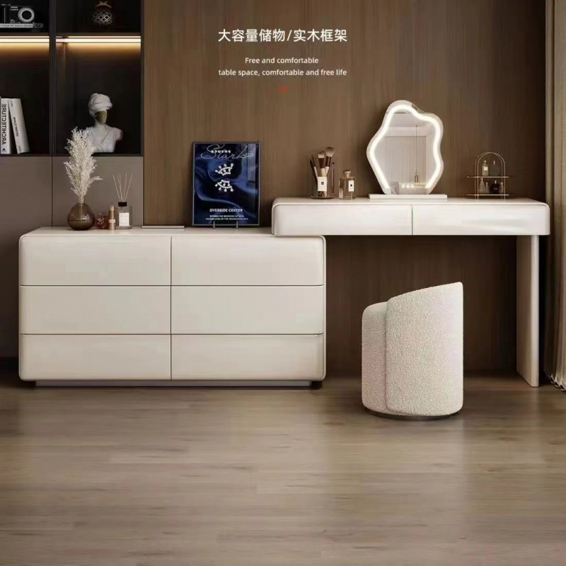 04 모델 1.2 화장대 + 1.2 6단 서랍장 + 거울 + 호박 스툴