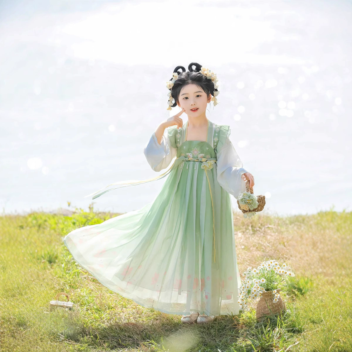 Молодежная одежда Hanfu для девочек Весна и Осень 2025 Новый детский костюм