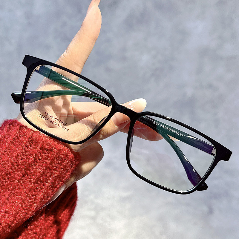 Tr90 Large Frame Widened Glasses Frame 60 for Large Faces Men's Black Frame Can Be Fitted with Prescription Lenses Fashionable Lightweight Eyeglass Frame