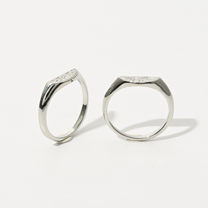 New Style Fashion Design Copper Plating 14K Real Gold Moon Sun Retro Ring