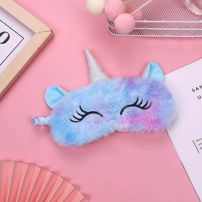 2023 nuevo unicornio lindo chica felpa sombreado máscara de ojos invierno dibujos animados niños estudiante sueño chica especial