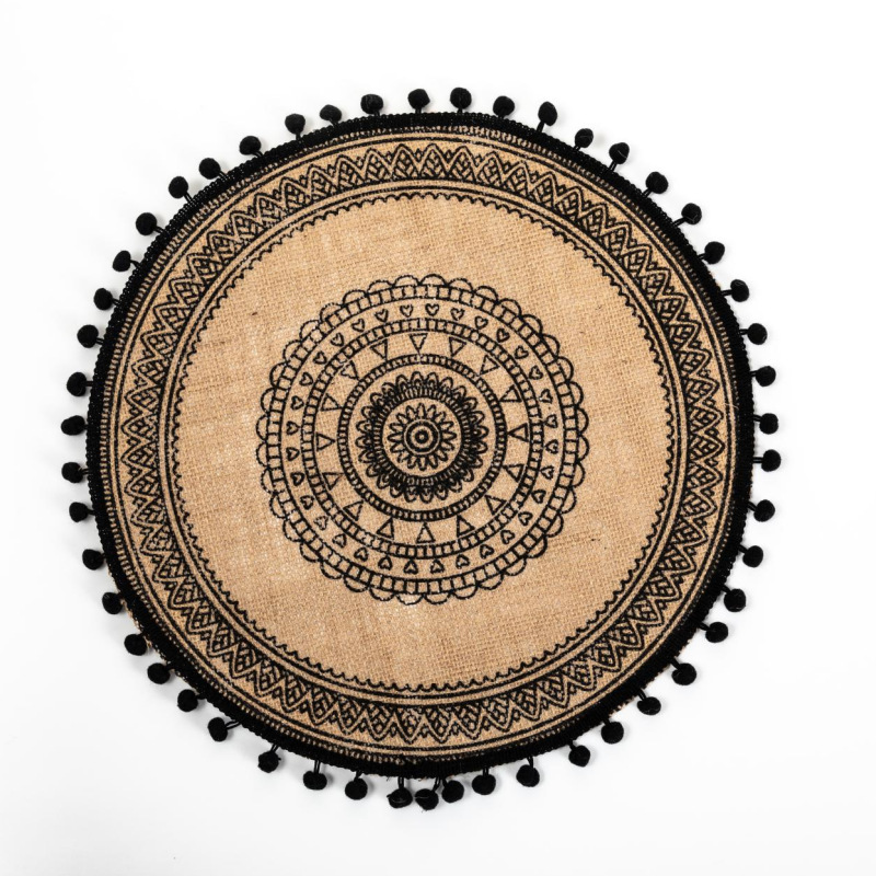 Inventario redondo de yute bordilla trenzada almohadilla de mesa ambiente decoración almohadilla de mesa retro almohadilla aislante térmico