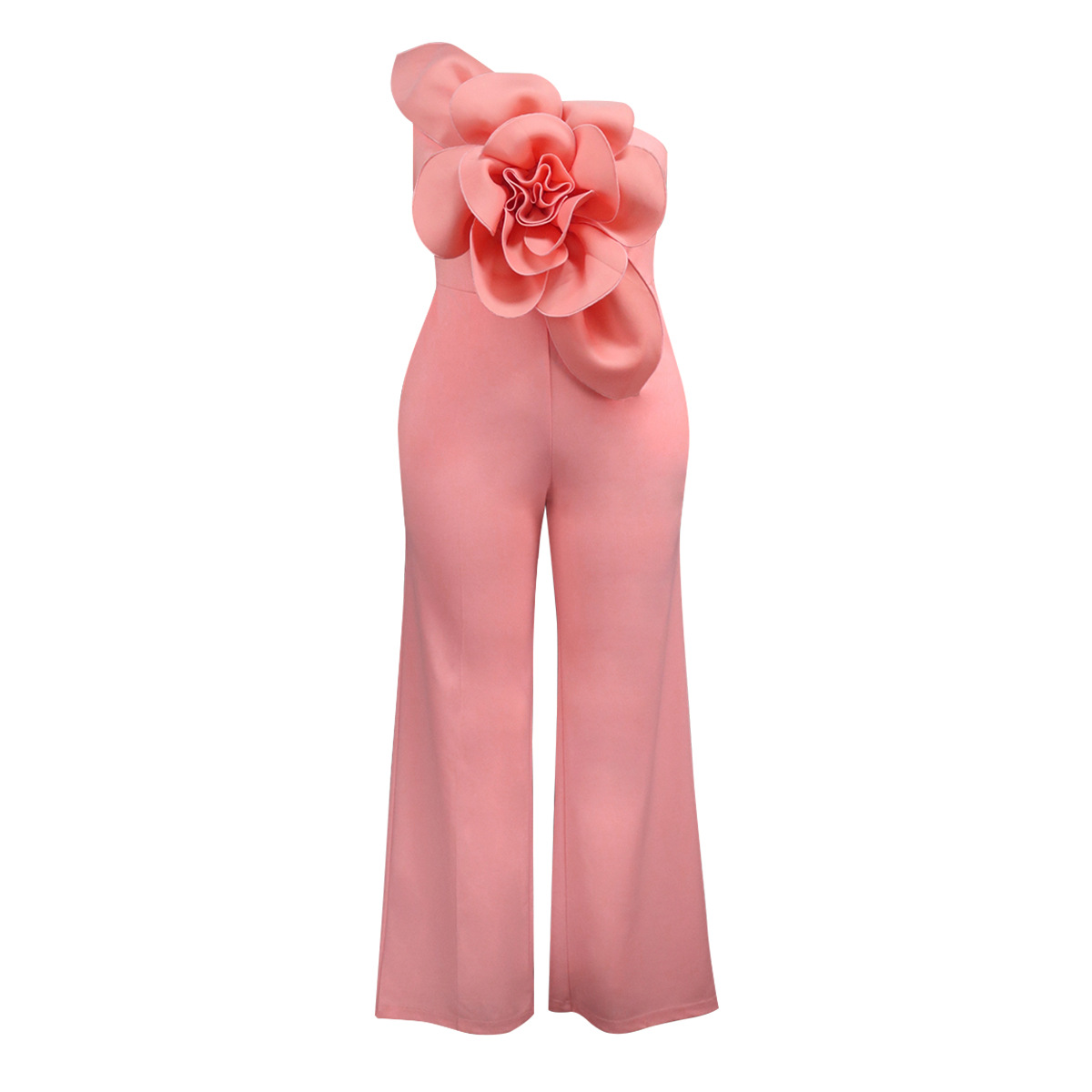 AM030218 mono sin mangas de cuello de un solo hombro transfronterizo de Europa y América moda tridimensional flor mono Jumpsui