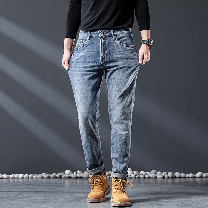 Summer thin jeans men's loose Ameco Ka Ji American style plus size jeans men's trendy Korean pants men_voghion.com