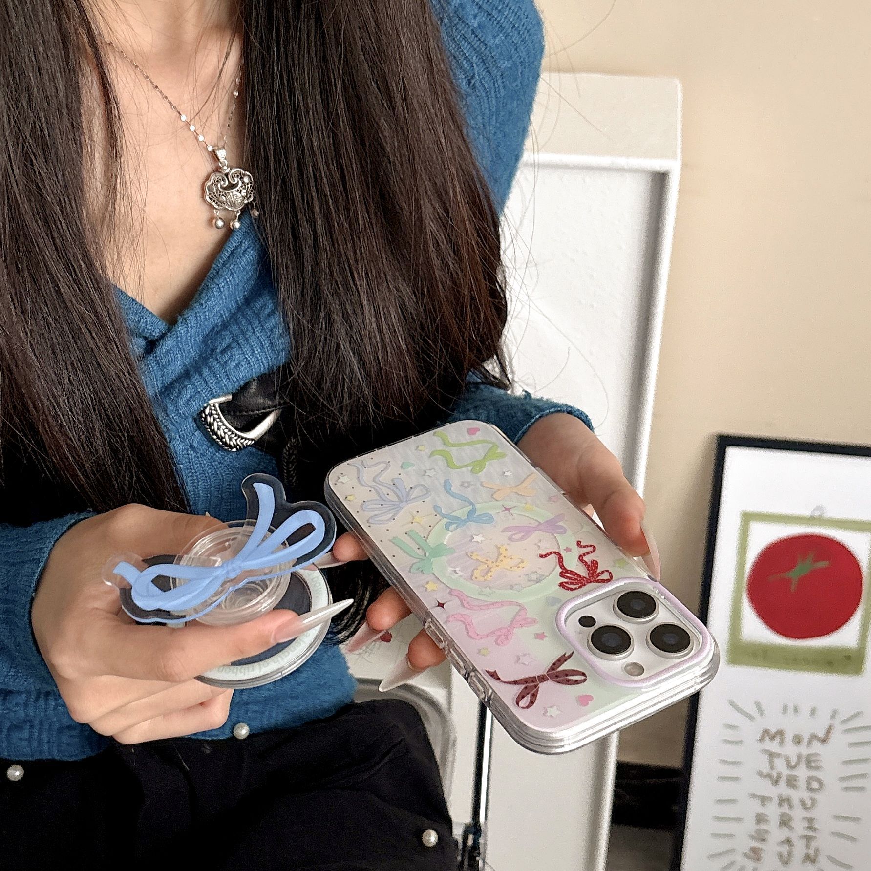 Corazón de niña arco de color para Apple 15ProMax funda para teléfono móvil 16Pro atracción magnética 14/13 simple 16PM