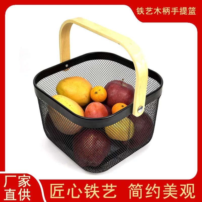 Ручной японский стальной держатель Shengxi для хранения дома, сушилка для фруктов, черный с деревянной ручкой
