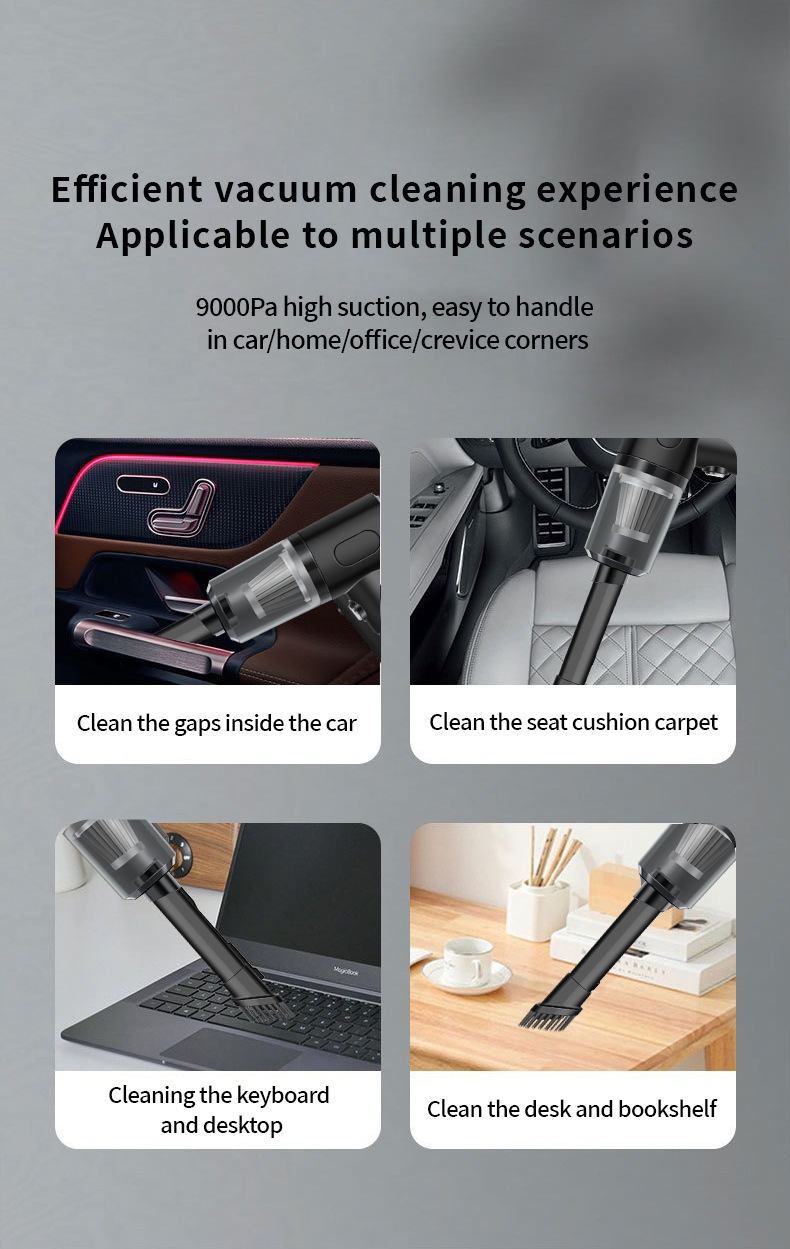 Cross-Border Handheld Car Brushless Vacuum Cleaner with High Suction Power for Blowing Cars USB Rechargeable Portable Small High Power