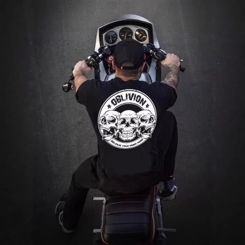 Dark Hardcore Biker Rock Metal Band Hardcore Iron Fist Skull Thai Trendy Brand Short-Sleeve T-Shirt for Men