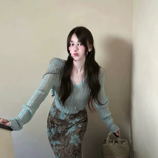针织上衣慵懒早秋季轻熟风盐系一整套连衣裙子松弛新款感超火穿搭