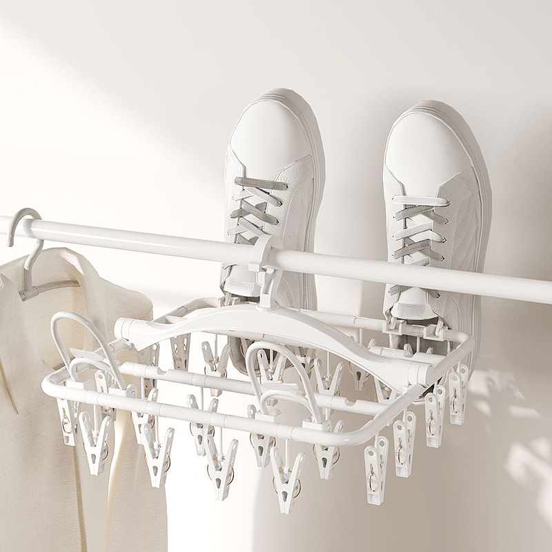 Multi-clip percha de secado sin agujeros calcetines de secado ropa interior plegable plástico casero colgante balcón percha de secado artefacto