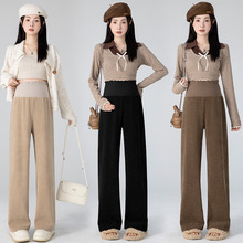 孕妇外穿欧棉绒长裤2025秋冬新款孕期不勒肚子新型窄版阔腿裤