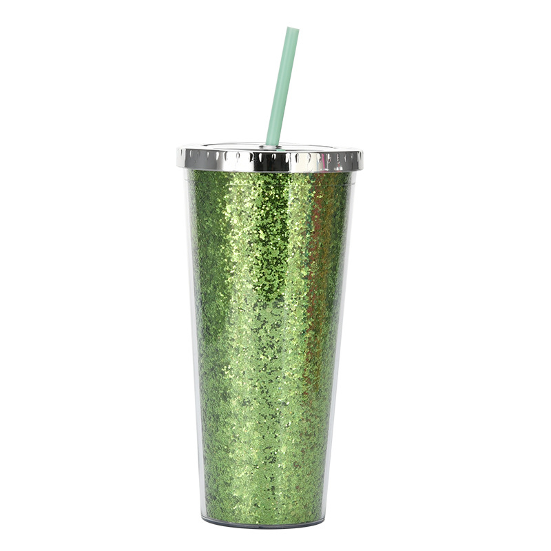 Copa de paja de plástico de doble capa de gran capacidad Amazon 24oz como taza de agua universal de comercio electrónico transfronterizo para estudiantes masculinos y femeninos