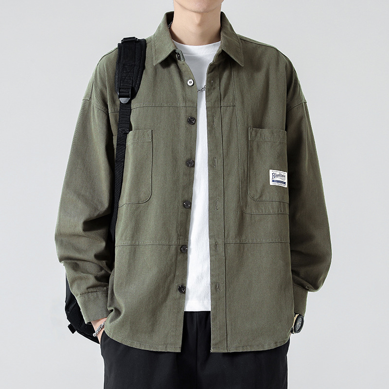 2025 New Long-Sleeved Shirts for Men, Loose Casual Work Shirts, Autumn Clothes, Spring and Summer Boys' Tops and Jackets