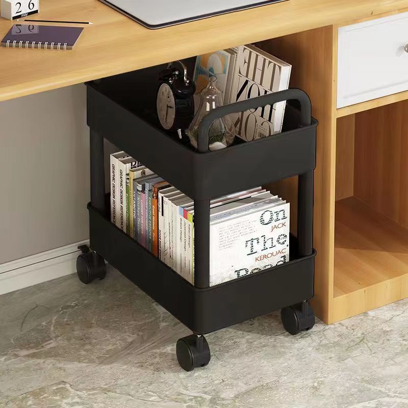Movable Bookshelf Storage Rack Children's Toy Book Storage Rack Household Trolley Wheeled Multi-Layer Simple Bookcase