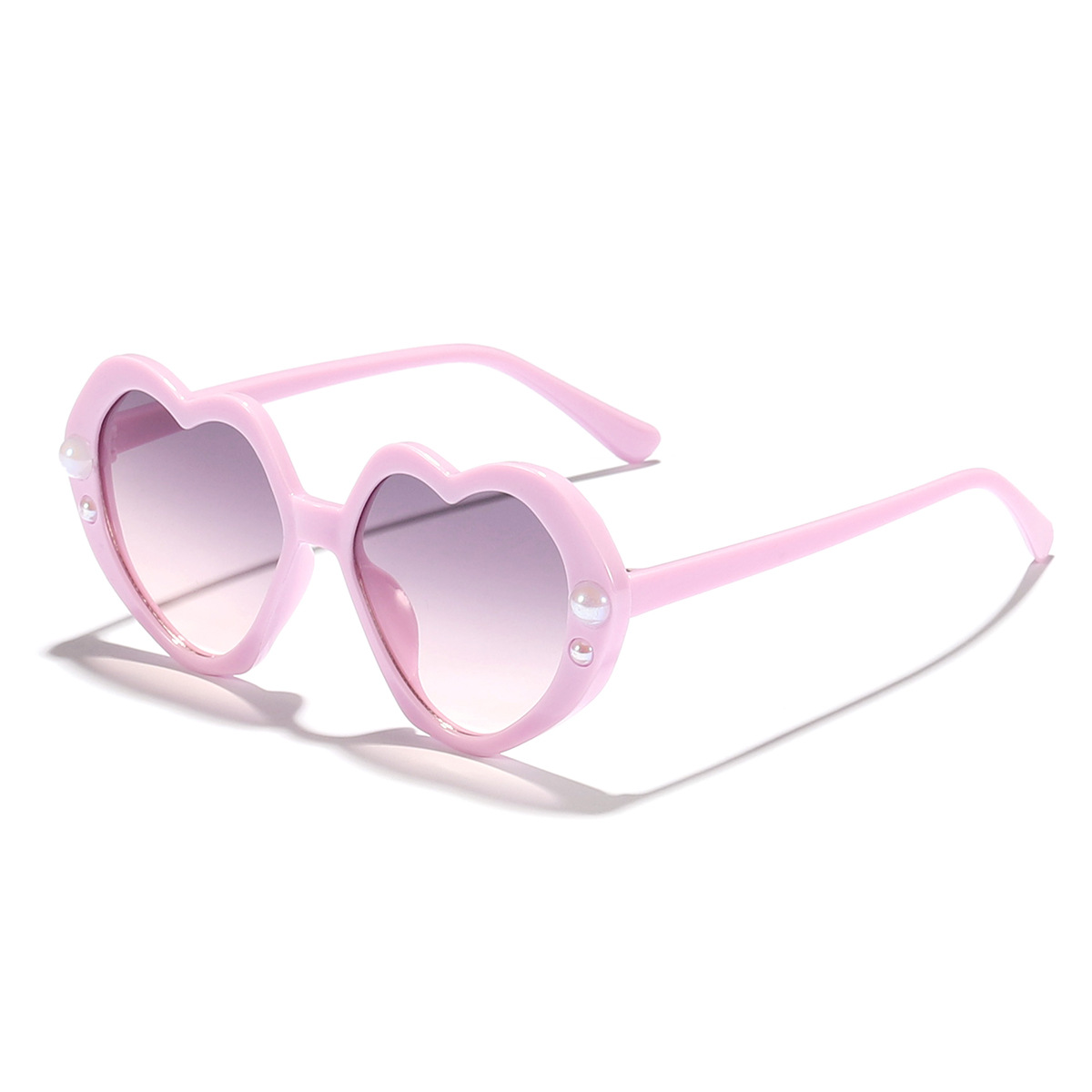 Nuevos accesorios de perlas para niños Gafas de sol con marco de amor de color caramelo Gafas de sol para niños y niñas con decoración de escenario personalizada Gafas de sol