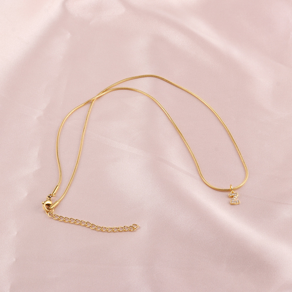 Fashion Letter Titanium Steel Plating Zircon Pendant Necklace 1 Piece