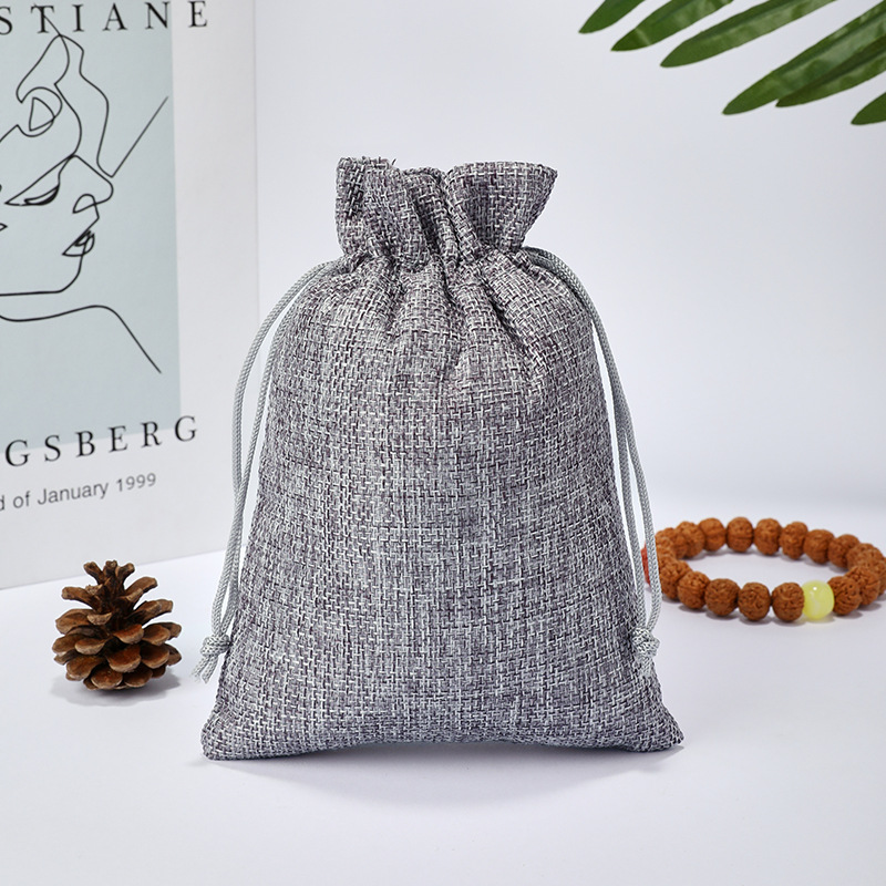 Fábrica en stock bolsa de lino Wenwan bolsa de embalaje de la joyería bolsa de té zongzi Almacenamiento de lino bolsa de cordón al por mayor