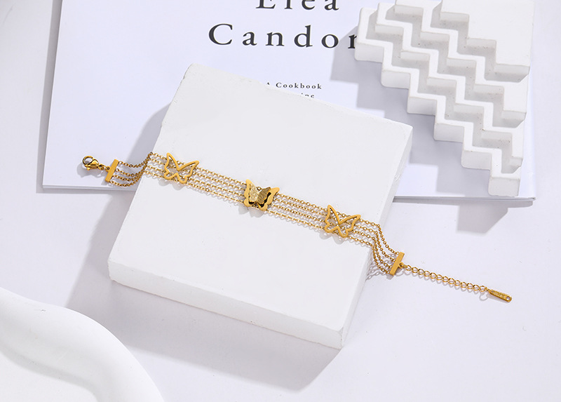 7g Weight Bracelets Classification 1 Piece Quantity Daily, Street Occasion Titanium Steel Material Butterfly Pattern Women's Gender Plating Design Elegant, Simple Style Style Titanium Steel Elegant Simple Style Butterfly Plating Bracelets 7