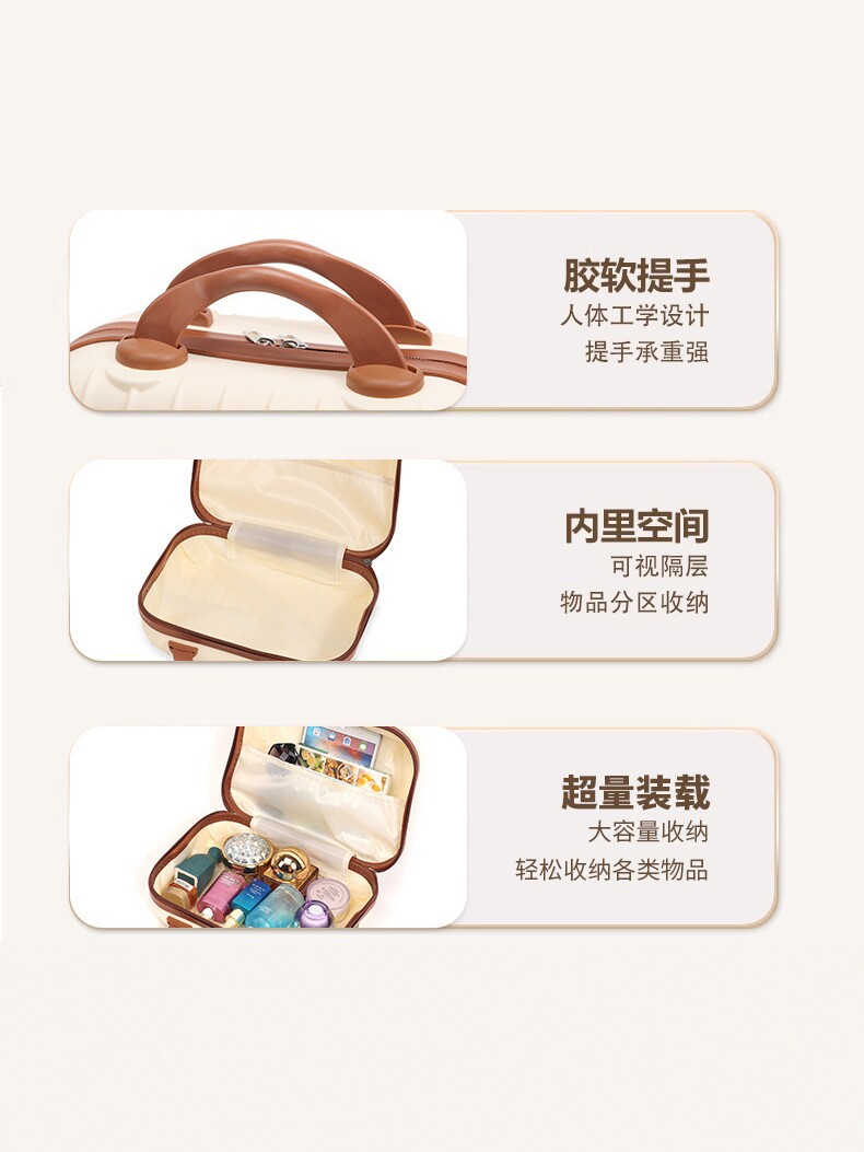 Estuche de Maquillaje Portátil de 14 Pulgadas de PP, Impermeable con Candado para Viajes