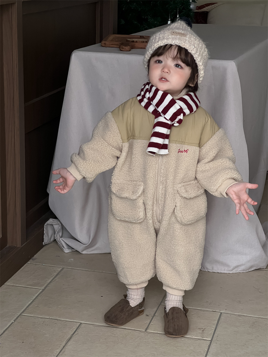 Ropa de otoño e invierno para niños 2024 ropa de salida para bebés 2024 ropa de otoño e invierno de color y terciopelo ropa de escalada image 4