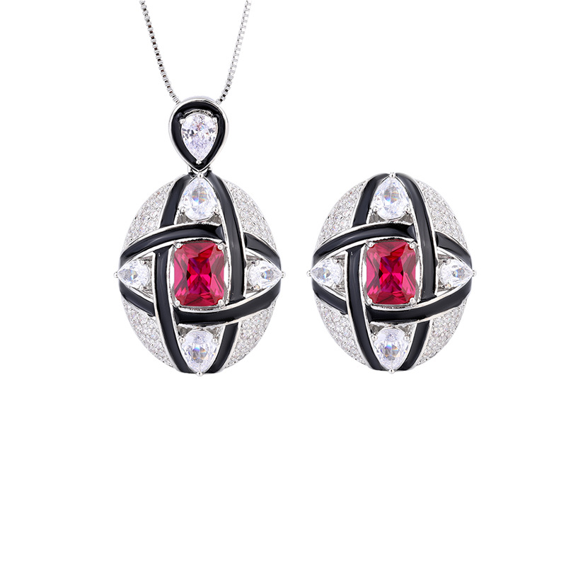 Zhuang Sheng joyas fondo de cobre chapado en oro Esmeralda artificial rojo de acero Jade Luz de lujo industria pesada traje colgante anillo 7*9