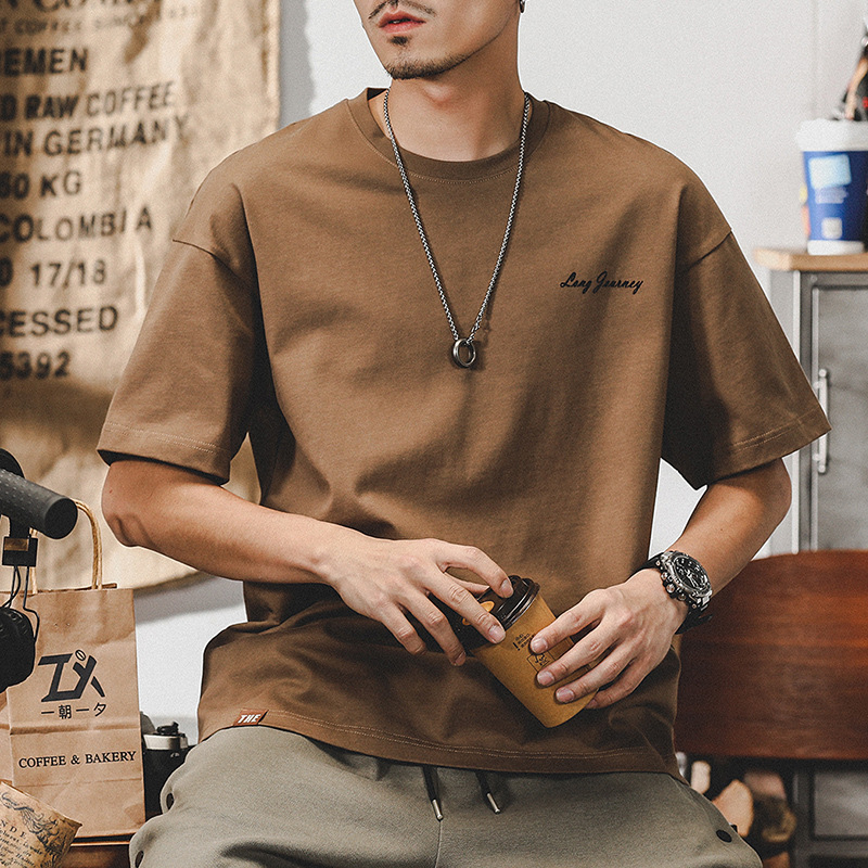 American 280g Heavyweight T-Shirt Men's Short-Sleeved Pure Cotton Men's Summer Trendy Brand Ins Loose Large Size Men's Half-Sleeved T-Shirt