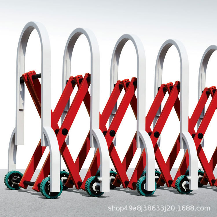 Public Place Manual Push-pull Foldableing Telescopic Roadblock Aluminum Alloy Mobile Road Door Stainless Steel Fence Guardrail