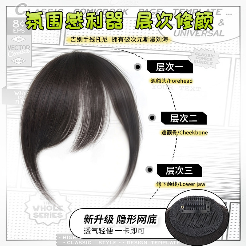 Japanese Anime Side-Swept Bangs Peruk - naturligt hår, samma stil som liten bas, klassisk manga-look för kvinnor