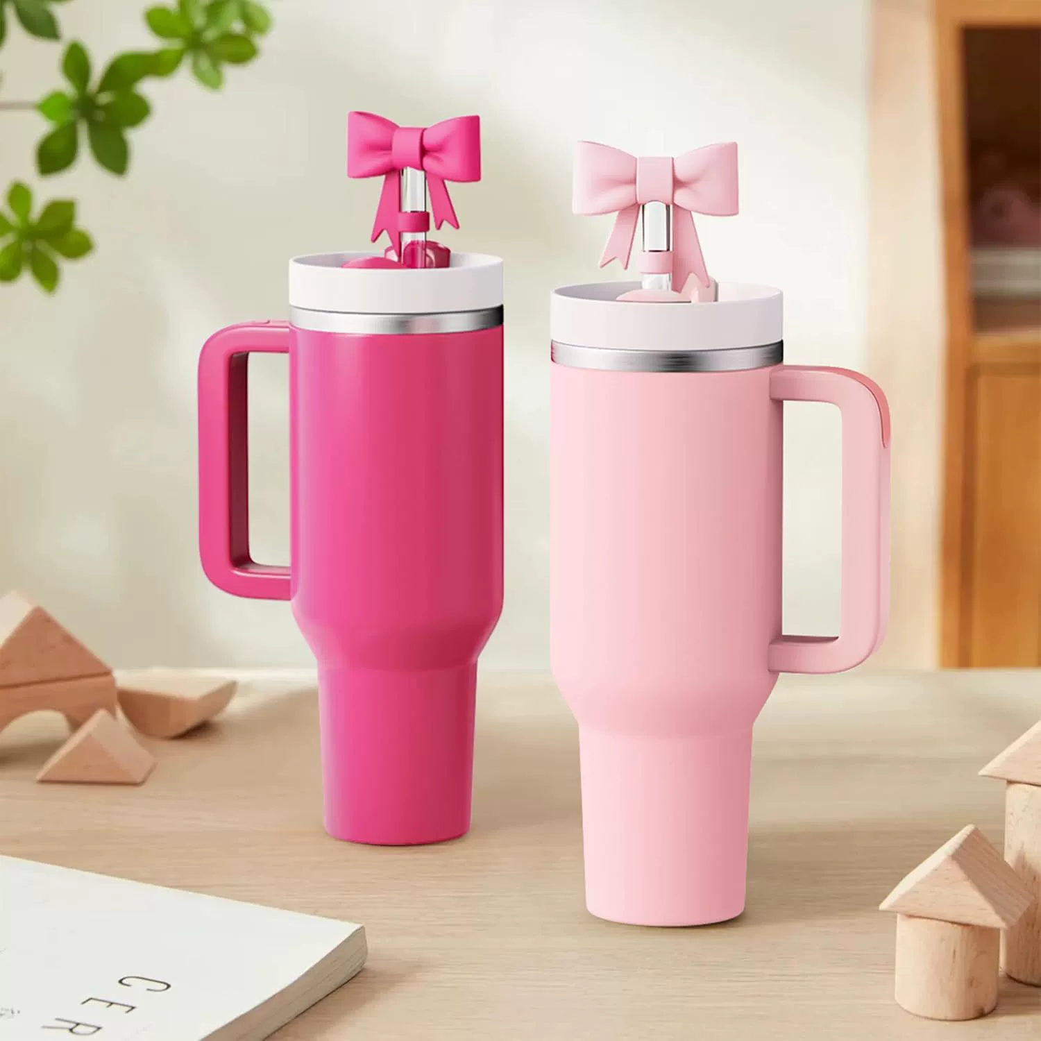 Silicone straw, glass, dustproof accessories with bow, 10mm