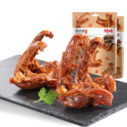 Baicaowei Duck Lock Bone 140g Duck Frame Famous Meat Snack Spicy Marinated Flavor Dorm Snack Food Wholesale Spicy