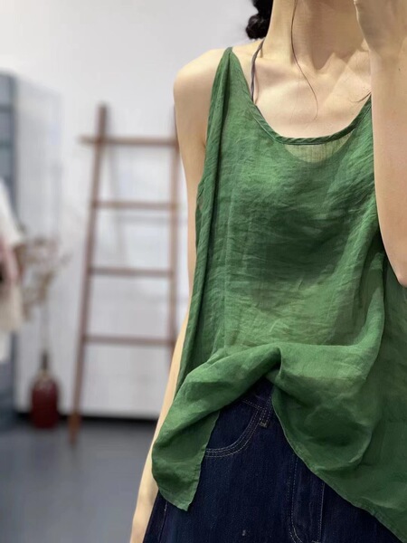Summer solid color base light and thin breathable vest sleevless