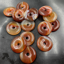 玛瑙巷 3厘米红色缠丝玛瑙平安扣吊坠 玉石平安扣挂件玉坠