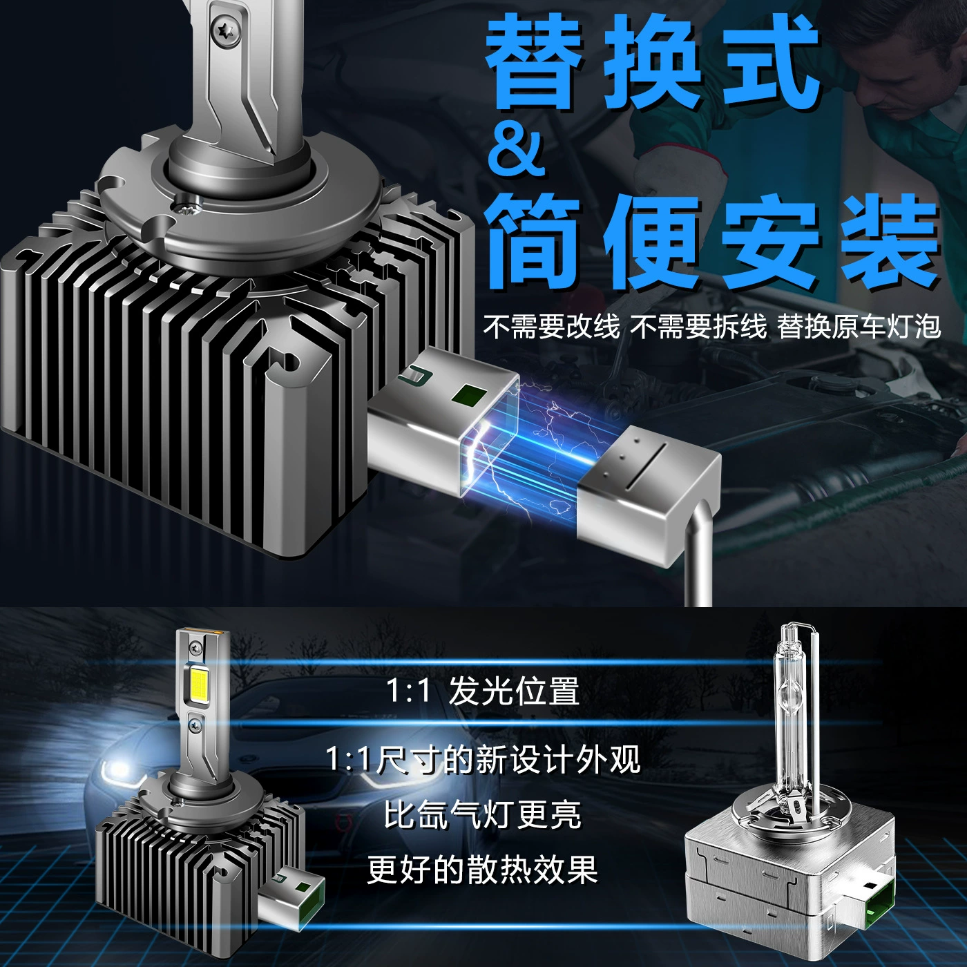 Высокопродуктивная медная трубка линии D для автомобильных фар LED D3S/D1S/D4S/D8S