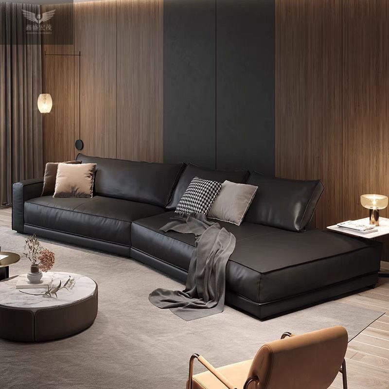 Sala de estar de lujo ligero Sofá de tela de tecnología de terciopelo esmerilado italiano simple y minimalista, apartamento grande y pequeño, sofá de forma especial de celebridad de Internet simple
