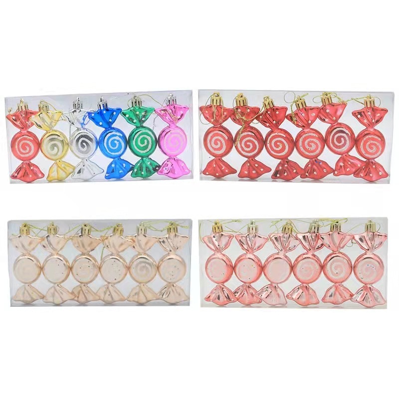 クリスマス装飾プラスチックフラット水玉キャンディ塗装クリスマスツリーペンダントシンプルでかわいいロリポップクリスマスボール|undefined