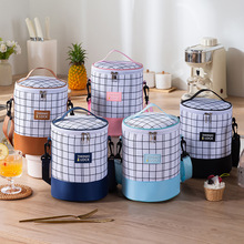 新款圆筒保温包手提午餐包野餐包肩带式大容量保温饭袋牛津布冰包