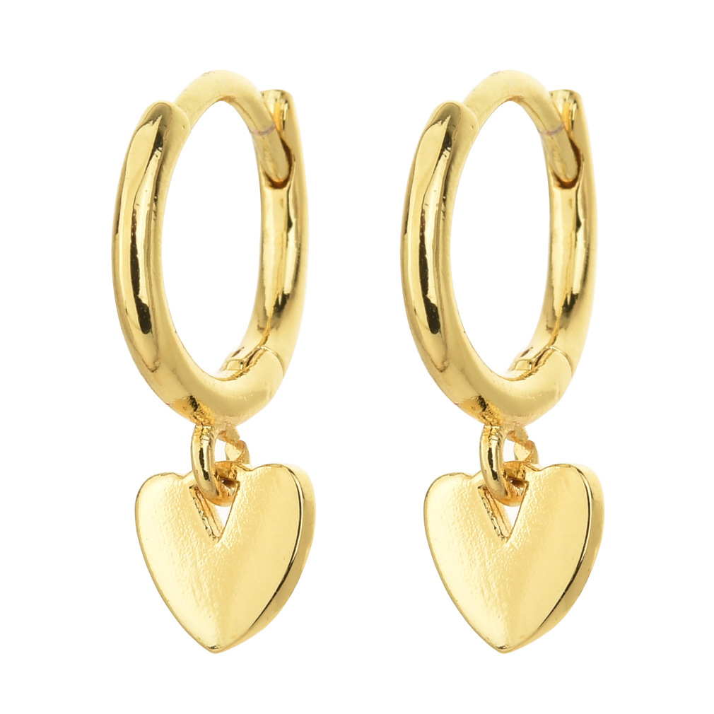 Fashion Heart Devil Eye Plated 14k Real Gold Zircon Pearl Copper Earrings display picture 3