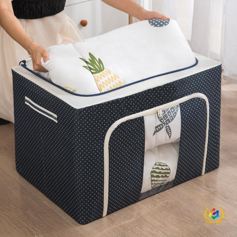 Clothing Storage Box, Oxford Cloth, Waterproof, Steel Frame, Transparent, Foldable Storage Box, Wardrobe, Car Storage, Quilt Storage Box, Moving