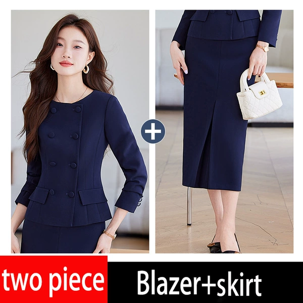 Dark blue blazer+skirt